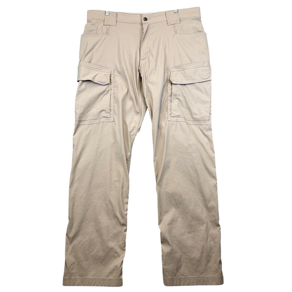 Duluth Trading Co Pants Mens 38x34 Relax Fit Beige Flex Dry On The Fly Cargo